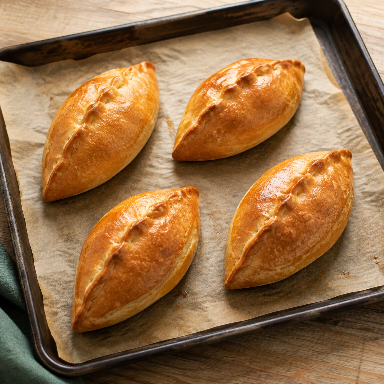 Cabbage Pirozhki (Mini Pies with Cabbage), 4 pieces