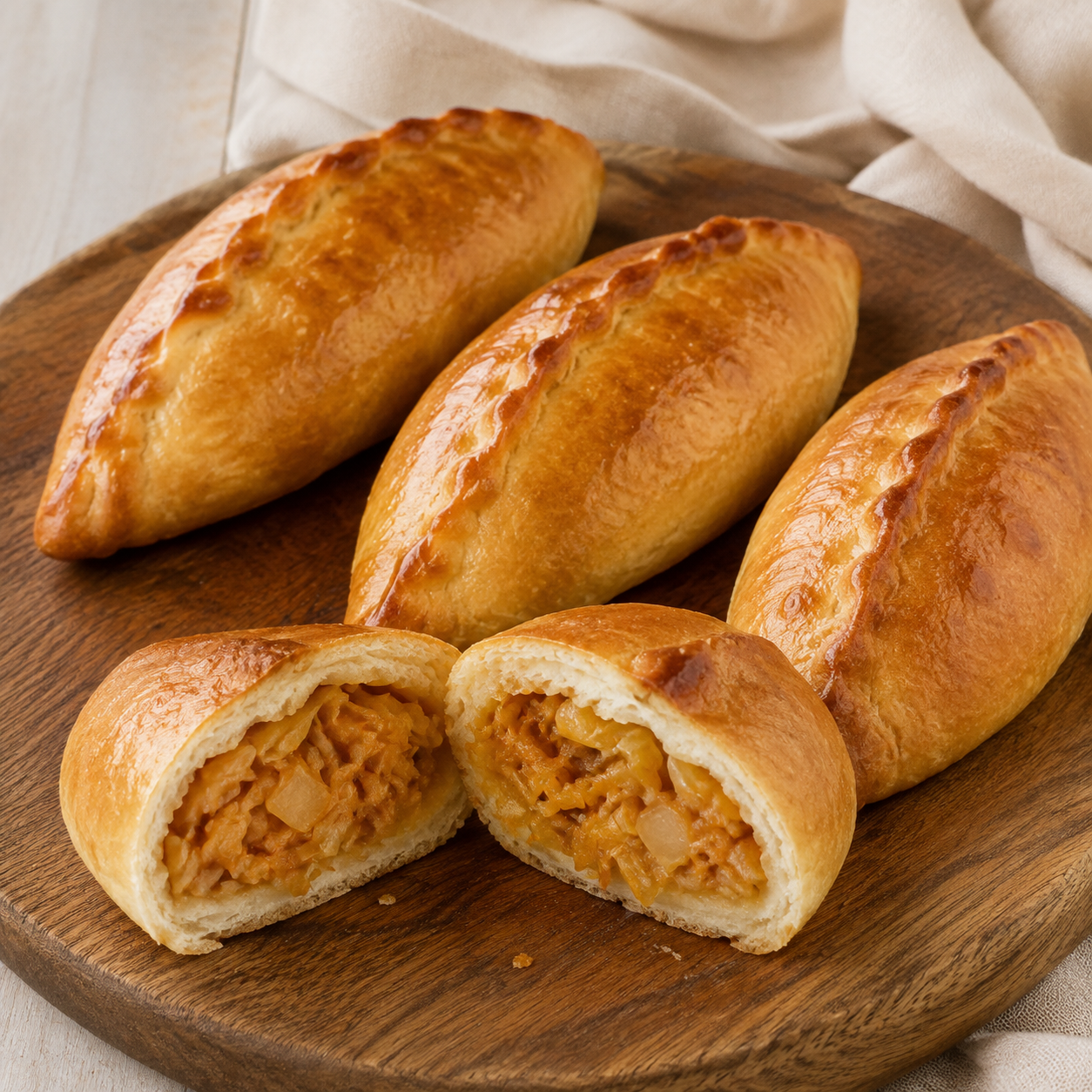 Cabbage Pirozhki (Mini Pies with Cabbage), 4 pieces