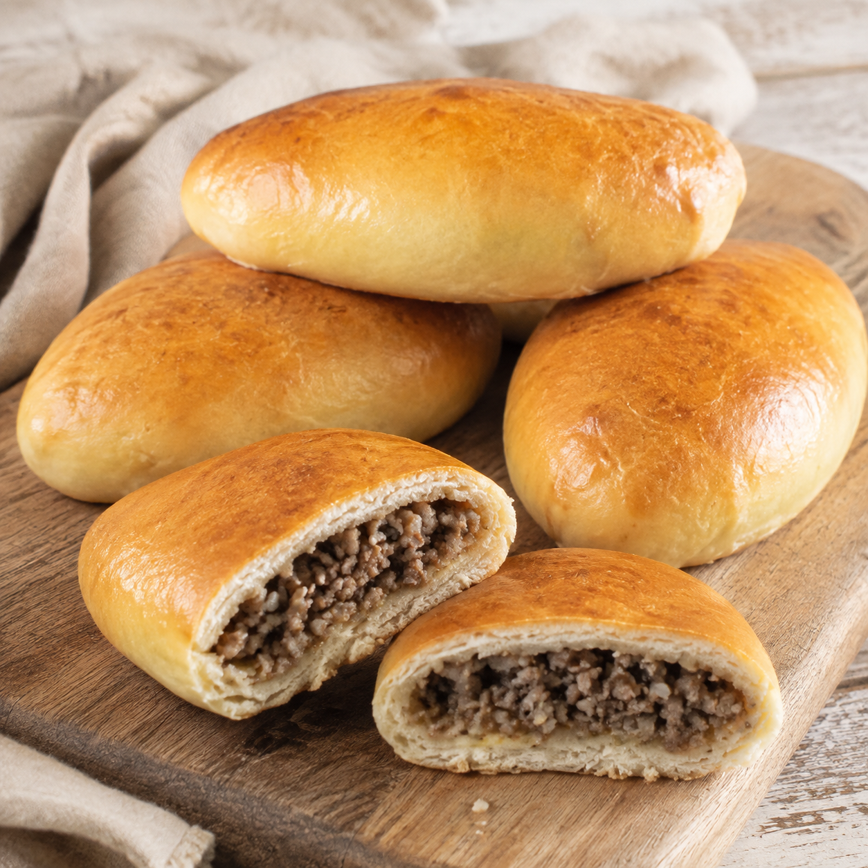 Meat Pirozhki (Mini Pies with Beef), 4 pieces